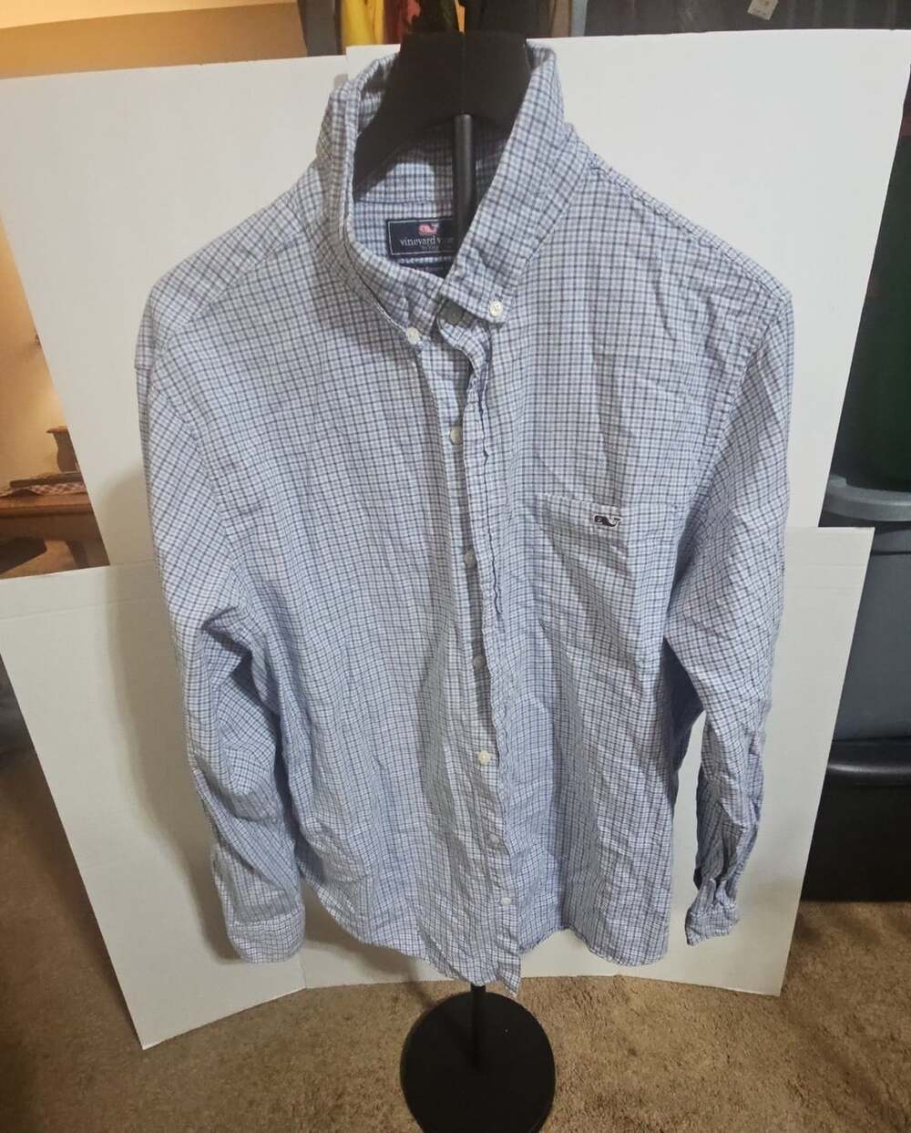 Vineyard Vines Slim Fit Tucker Shirt Size XL Blue Plaid Button Down
